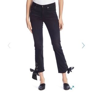 Good American Straight leg ankle lace up jeans